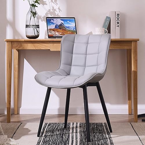Miniatura 7 de YOUTASTE Juego de 2 sillas de comedor tapizadas de piel sintética, modernas, sillas de cocina y comedor con patas de metal, sin brazos, para