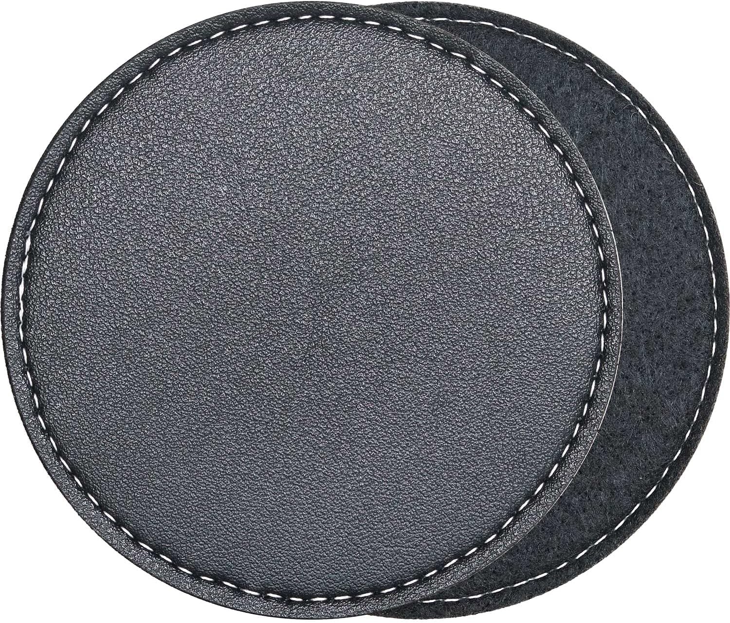 Leather/Felt Absorbent Coasters for Drinks with Holder, Set of 6 Black Coaster, Felt Absorbing, Leather Decorative, Non-Slip, Heat Insulation, Non-Stick, Housewarming Gift, Home Kitchen Room Bar Décor