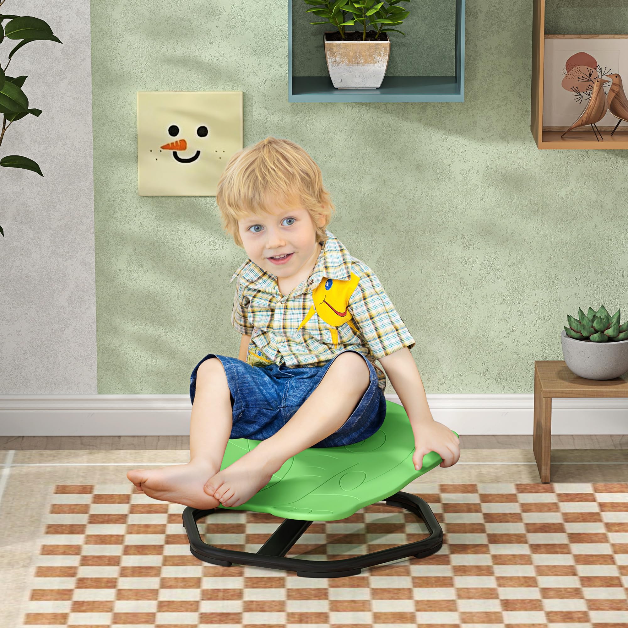 AIYAPLAY Sensorischer Drehstuhl für Autismus, Kinder, Drehstuhl, Grün | Sensorisches Spielzeug für Autistik & ADHS, Sitz- und Spinnausrüstung, Training Balance & Koordination