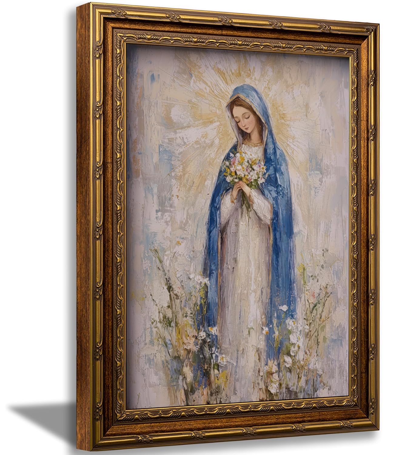 Vintage Gold Framed Virgin Mary Wall Art