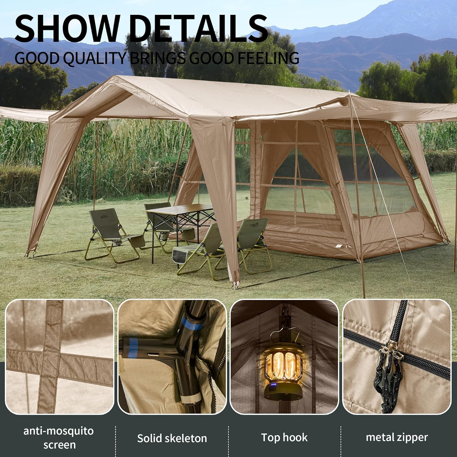 DanCoom 16.4x11.5 Ft Screen House Tent, Large Gazebo Screen Tent, Mesh Canopy Shelter with Waterproof & Sunshade Roof, Easy Setup for Camping, Backyard, Beach
