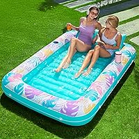 Vista 16 de SLOOSH Flotador inflable para piscina de bronceado, 85 x 57 pulgadas, flotadores de piscina extra grandes para adultos con almohada, flotador 4 en 1
