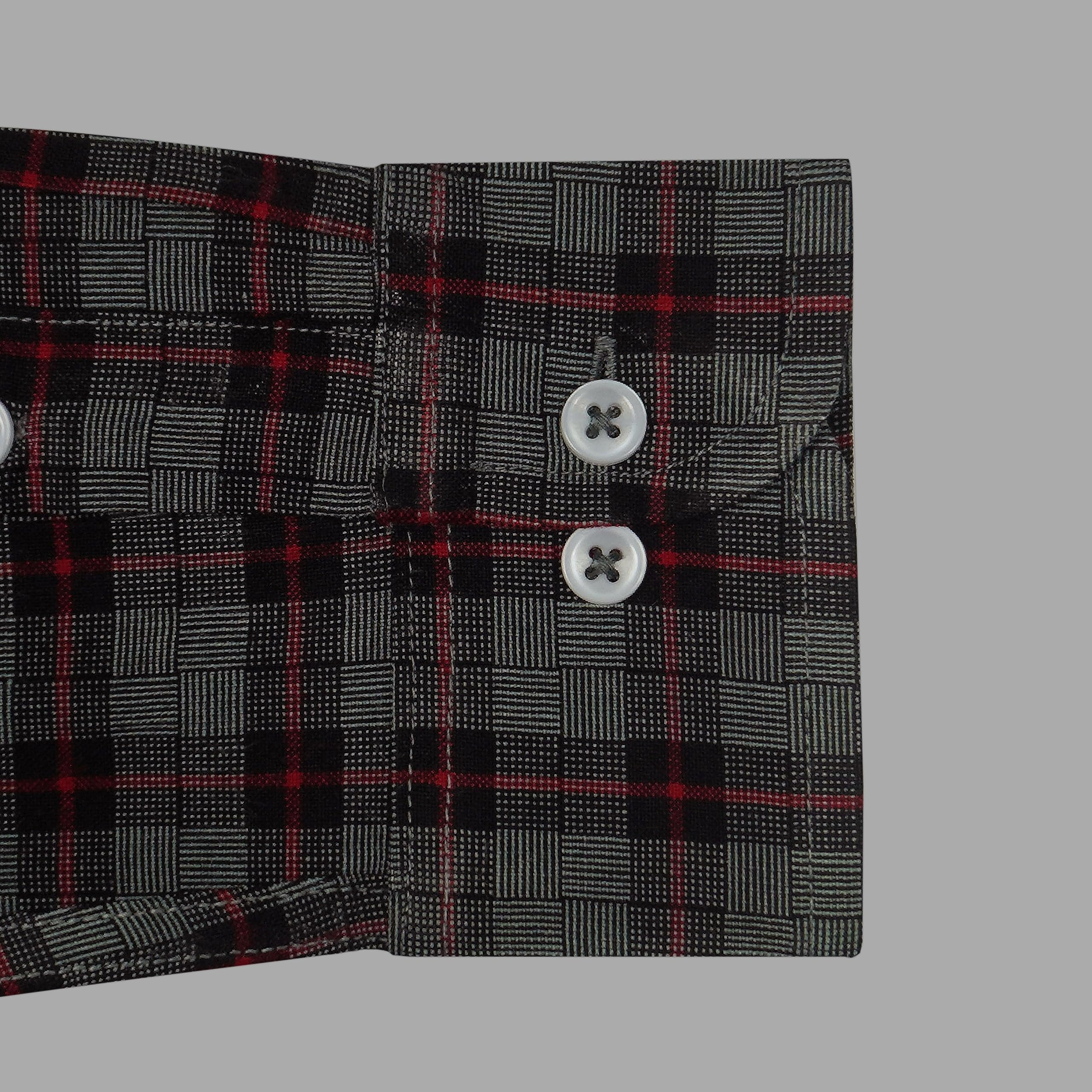 GHPC Cottswool Winter Wear Woolen Glen Plaid Checked Full Sleeves Regular Fit Formal Shirt for Man (Steel Grey, CW231031_44) 3