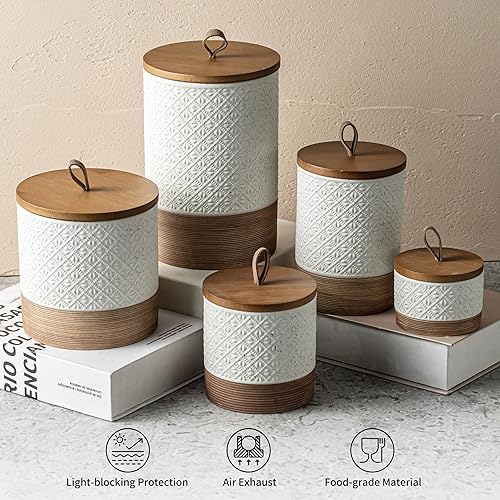 Miniatura 7 de Tarro grande con tapa, recipiente de café de cerámica, tarros de almacenamiento de alimentos de cocina con tapas herméticas para café molido de