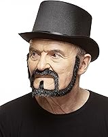 Vista 3 de Mustaches Autoadhesivo, novedoso, barba falsa para sentadillas, pelo facial falso, accesorio de disfraz para adultos, color negro brillante