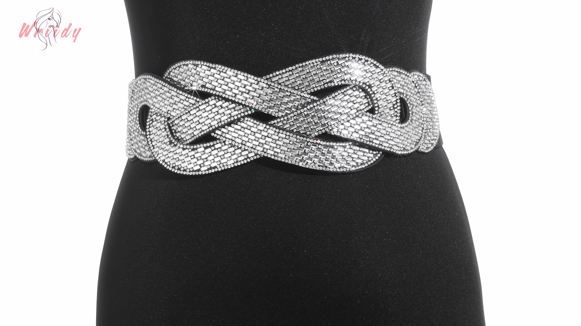 6445 Women\'s Sparkly Beaded Belt Big Rhinestone Belts Wide Elastic Stretchy Dance America B002 - Wide Rhinestone Belt | Dance Belts main image 2