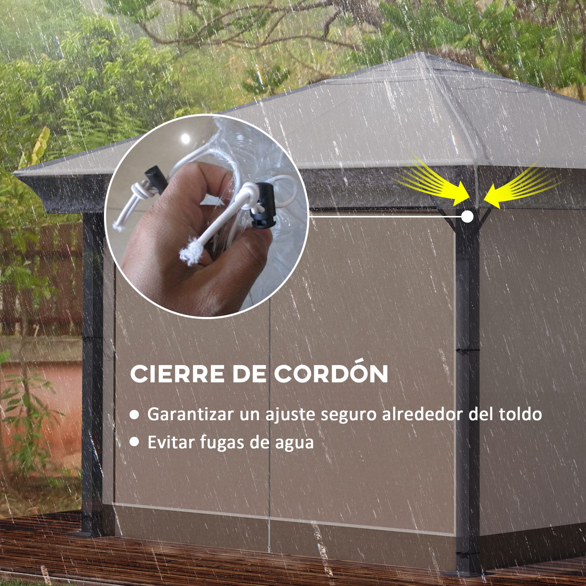 Outsunny Cubierta Protectora para Gazebo 3x3 m Cubierta Impermeable para Pérgola Toldo Carpa Funda Protectora Protección contra la Intemperie Transparente