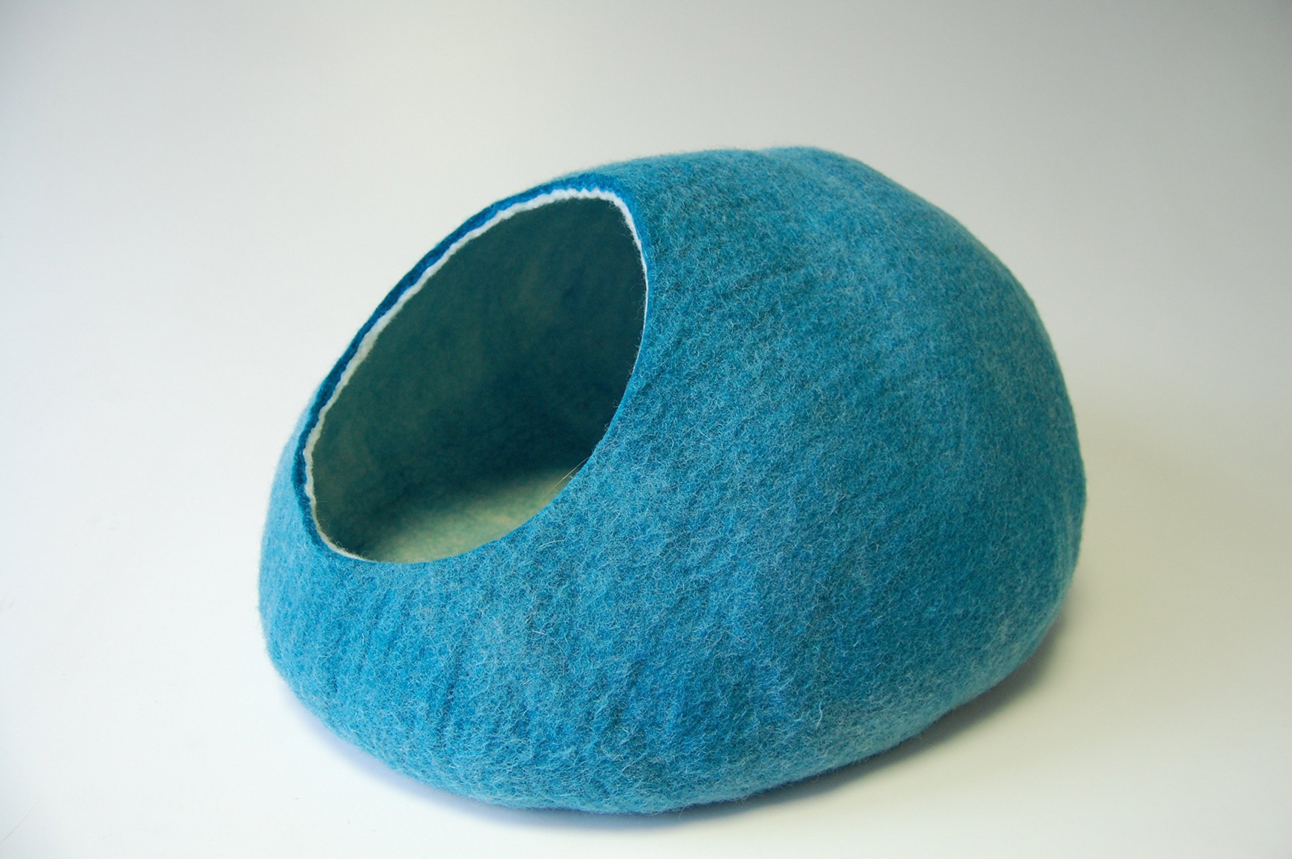 KedronHimalaya' Felted wool cat cave/bed/cocoon Himalaya (Turquoise)