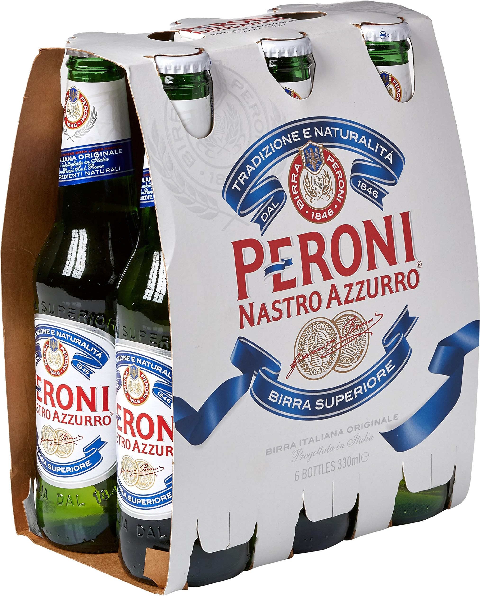 Peroni Nastro Azzurro Premium Lager Beer, 6 x 33cl