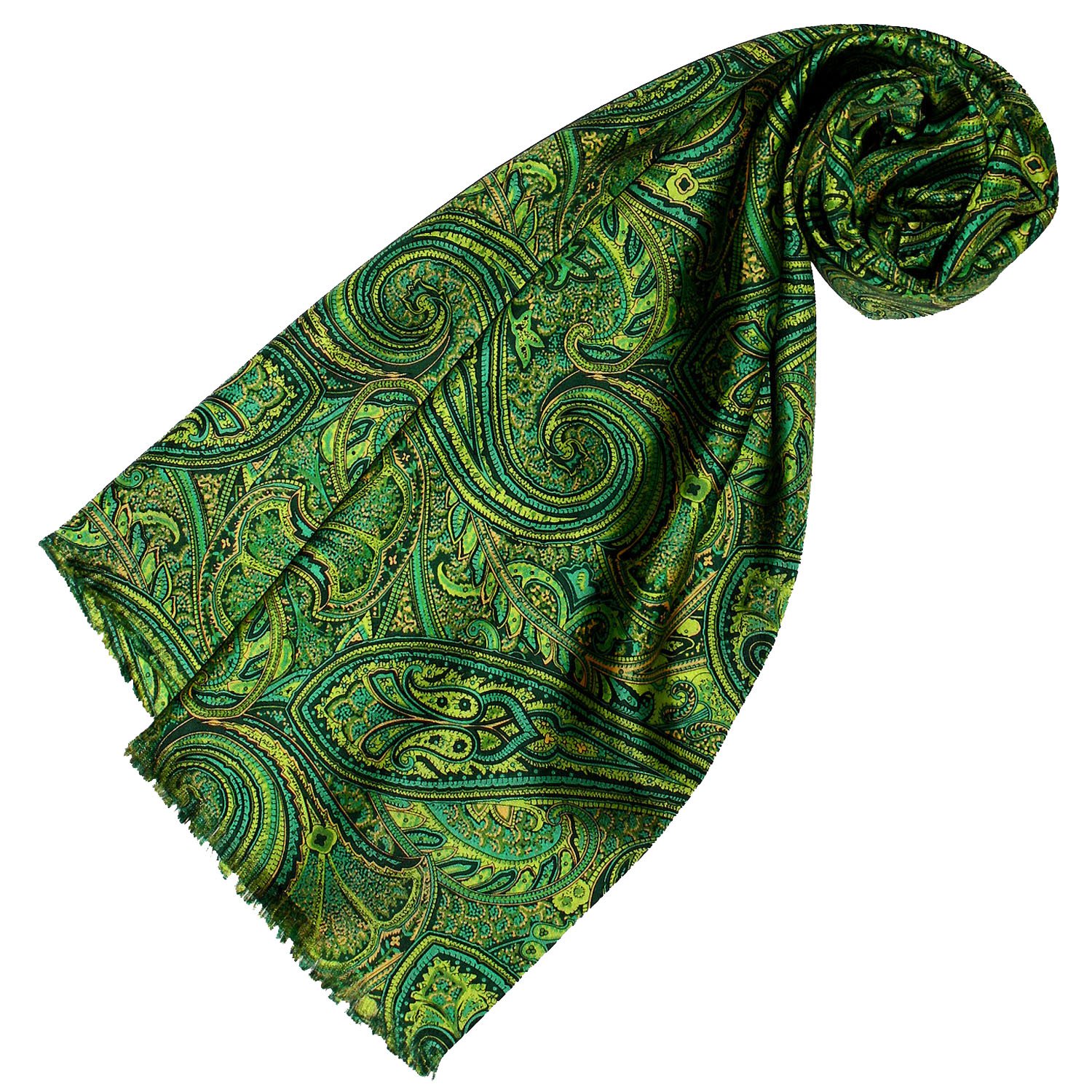 Lorenzo Cana 8914011 - Sciarpa da uomo in seta al 100% in armonica verde Toenen, con stampa a doppio strato, in stile Dandy, 30 cm x 160 cm, verde, 30 x 160 cm