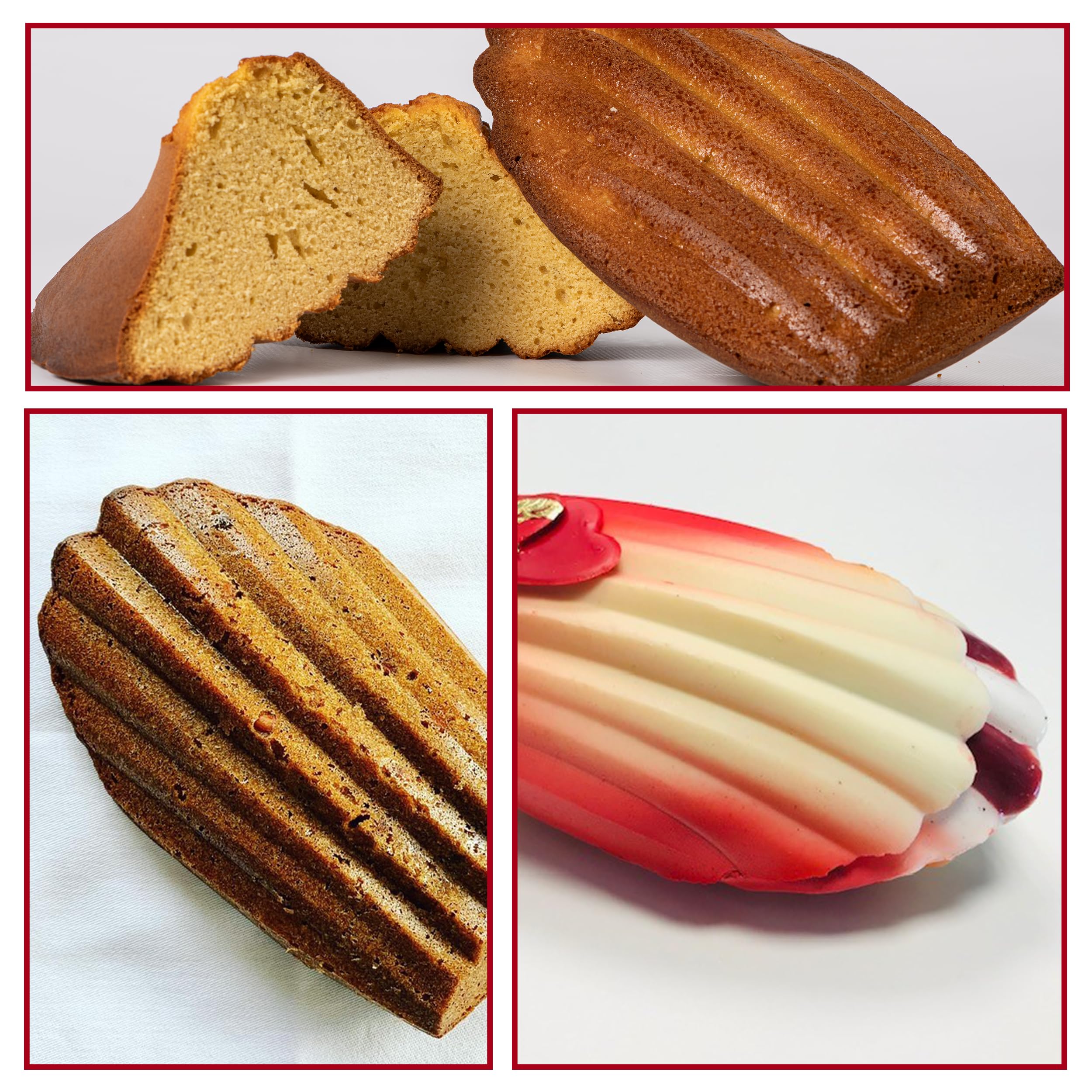 Maé - Moule Madeleine Géante 3 Alvéoles - Silicone Alimentaire Premium Anti-Adhérent - Souple, Démoulage Facile et Net - Résistant T° -45°C / +280°C - 430 ml