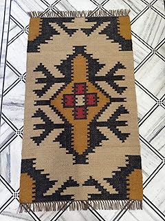 Jaipur Art & Rugs 3'x5' Reversible Kilim Area Rug – Handwoven Wool & Jut...