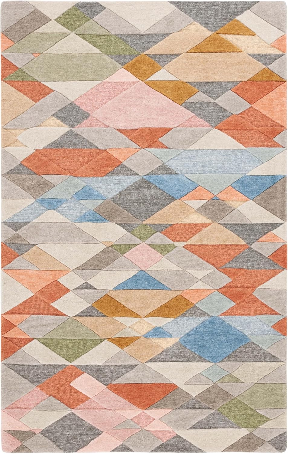 Safavieh Rodeo Drive Collection Area Rug - 5' x 8', Grey & Blush, Geometric Design, Handmade Wool, Ideal for High Traffic Areas in Living Room, Bedroom, Dining (RD454F-5)