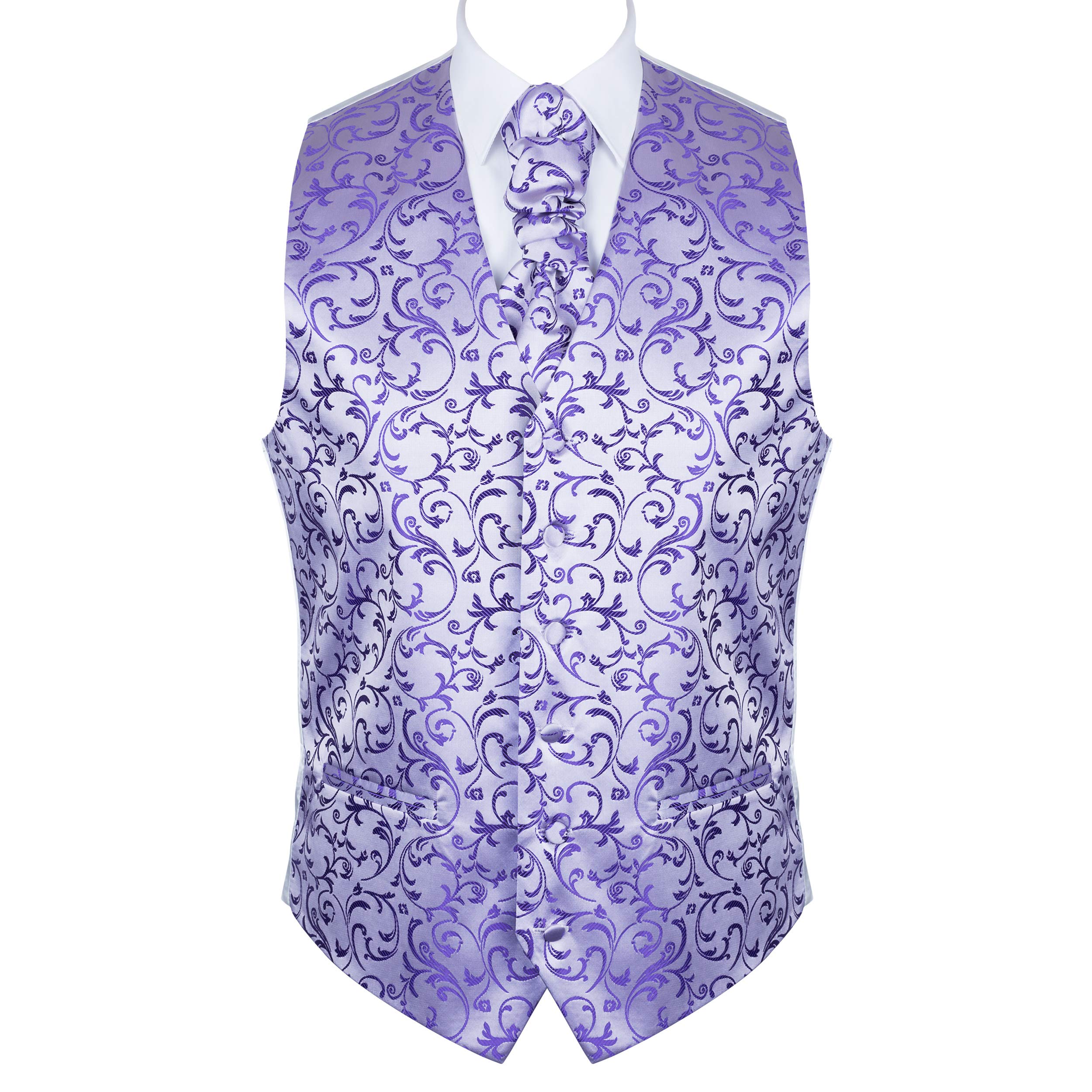 Abel & Burke Purple Swirl Leaf Wedding Waistcoat #AB-WWA1000/19 Men's XL - 44''