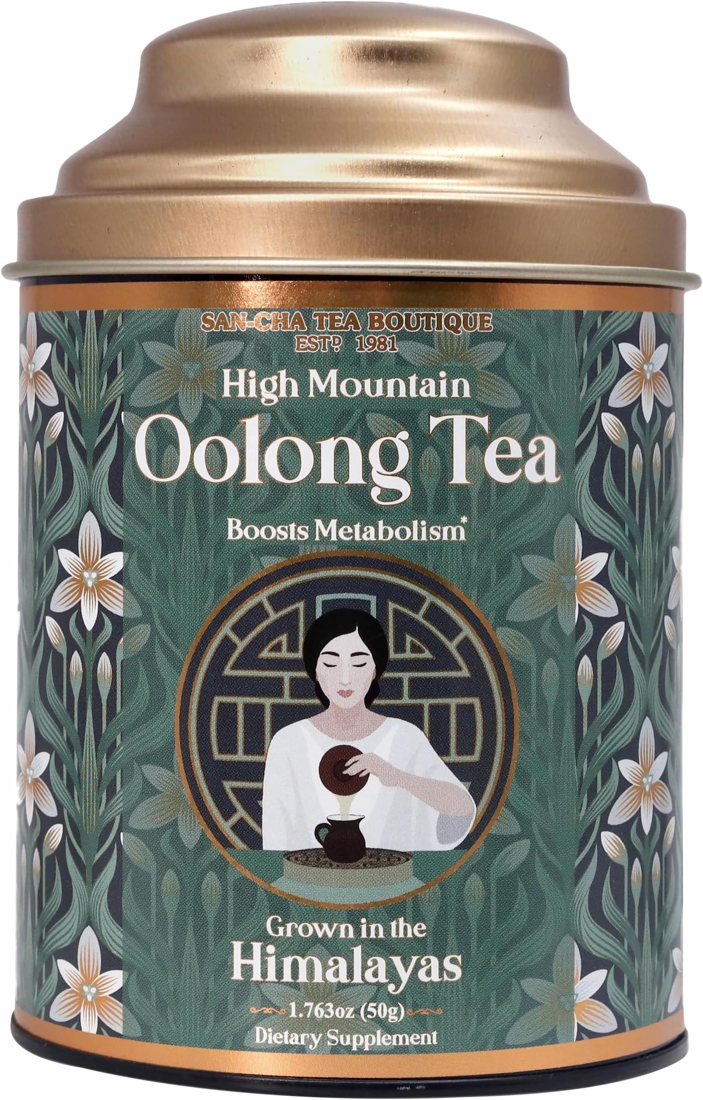 Sancha Tea Boutique, Oolong Tea, 50g Loose Leaves, Himalayan High Mountain Tea, Semi-Fermented Whole Leaves, Light Caffeine, Reviving Metabolism