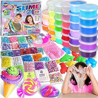 33 Cups Jumbo Slime Kit for Kids, FunKidz Premade Ultimate Slime Pack to DIY Soft, Cloud, Clear, Butter, Glitter, Glow in Dark Slime Making Kit Party Favors Gift Toys for Girls and Boys