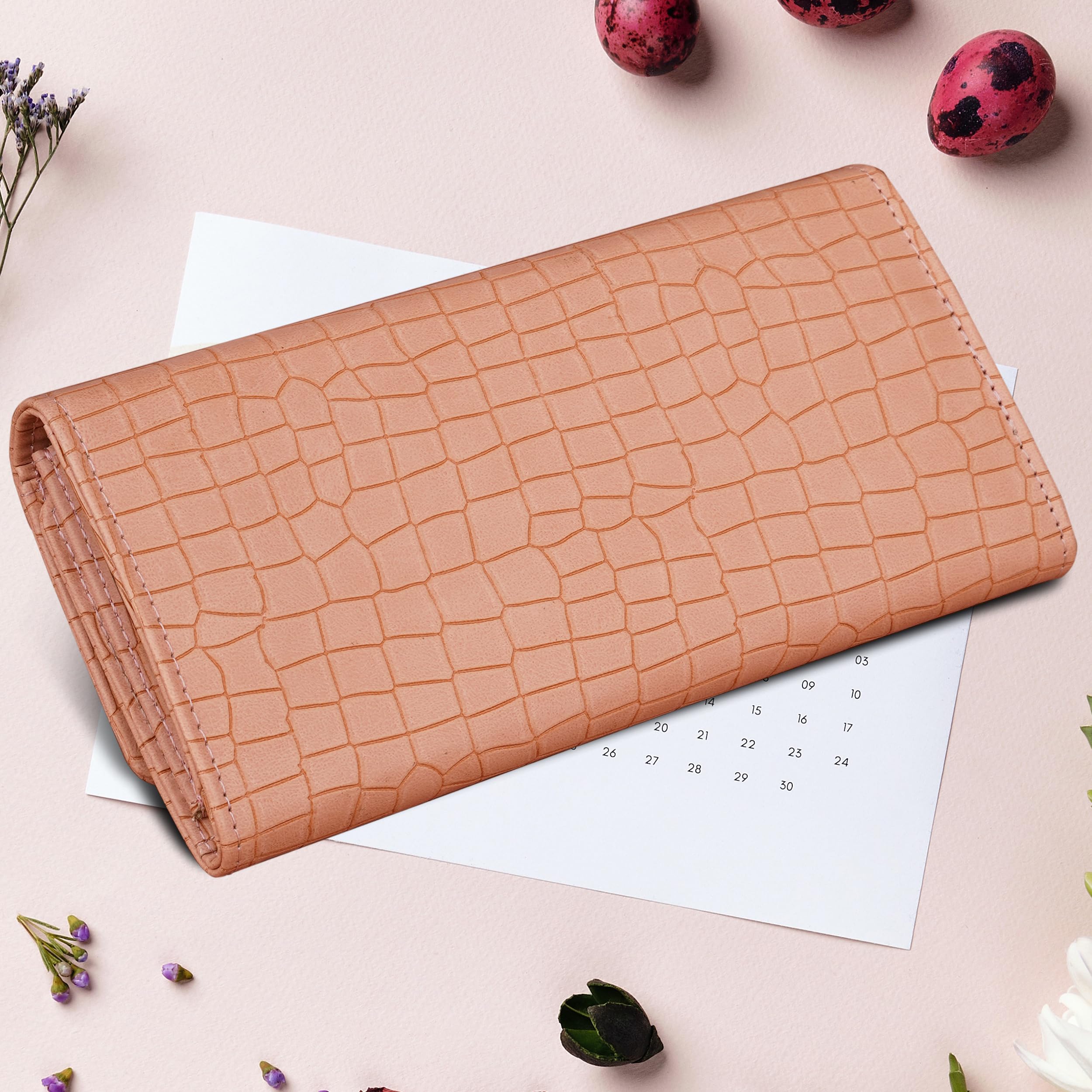 The Wallet Store Croco Design Clutch - Beige