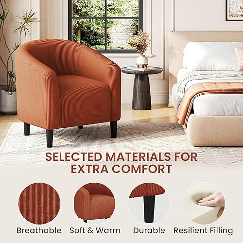 Miniatura 115 de Yaheetech - Silla decorativa con reposapiés, silla de respaldo de mediados de siglo, tapizada, suave, cómodo juego de sillón y reposapiés de tela,