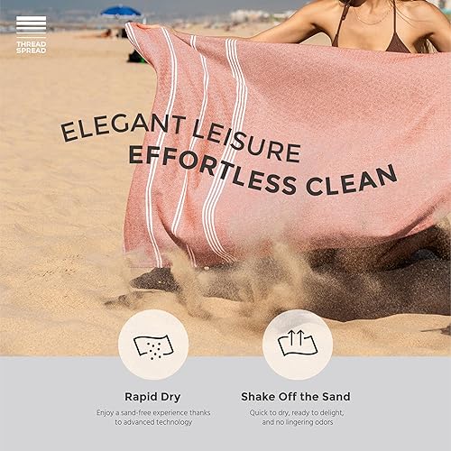 Vista 75 de THREAD SPREAD Paquete de 2 toallas de playa de algodón turco, 39 x 71 pulgadas, de secado rápido, sin arena, para adultos, de gran tamaño, ligeras