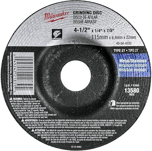 Miniatura 3 de Milwaukee Paquete de 10 ruedas de molienda 4 1 2 para amoladoras - Molienda agresiva para metal y acero inoxidable - 4-12 pulgadas x 14 x 78