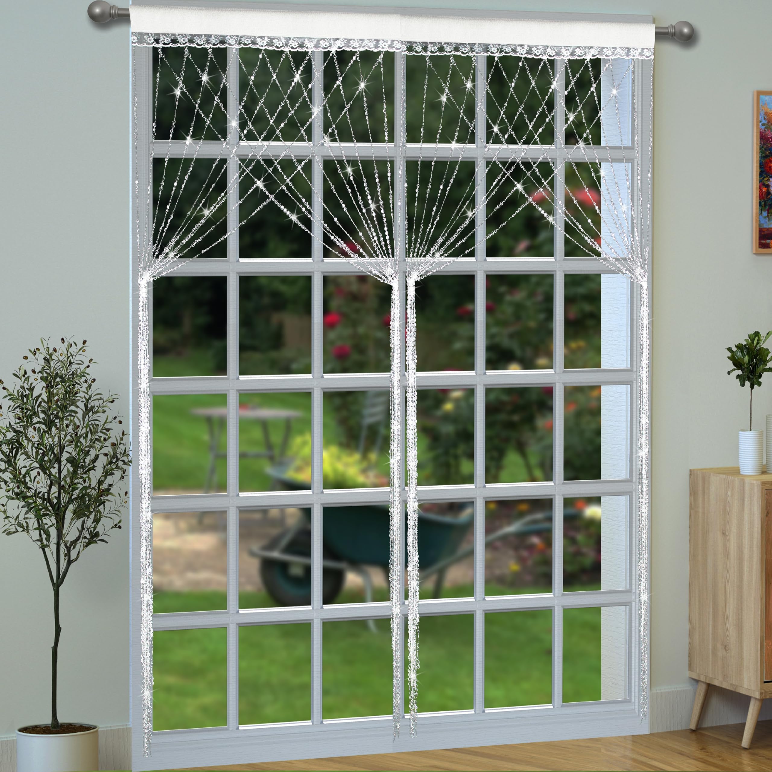 YaoYue Crystal Beaded Curtain Door Curtains Room Divider Hanging Diamond Acrylic Beads for Doorway Hippie Closet Bedroom Wall Window Backdrop Decor (35.5Ă79in/90Ă200cm, Crystal): Crystal 35.5"W x 79"L (Pack of 1)