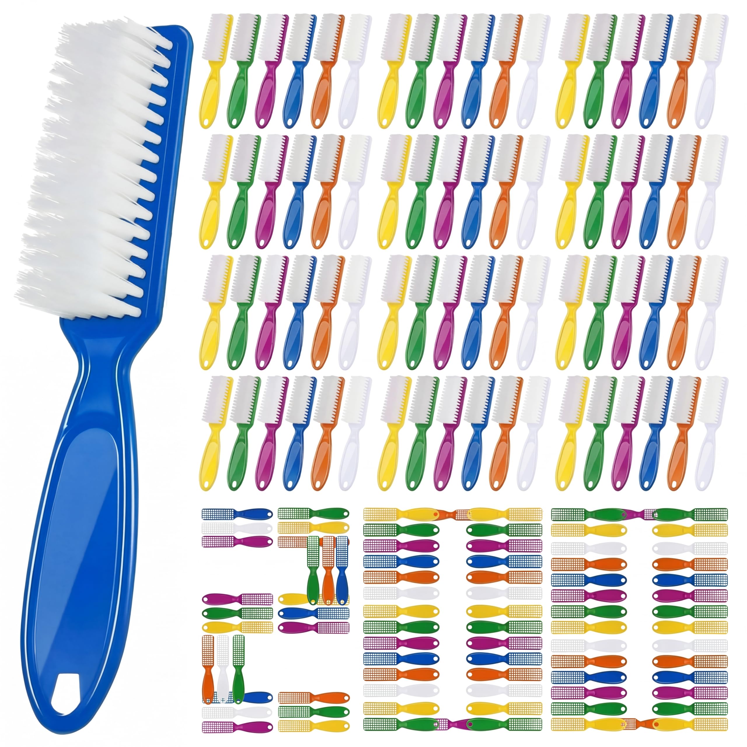 Patelai 200 cepillos de uñas con mango para pedicura a granel para pies, dedos de los pies y limpieza de uñas (6 colores)