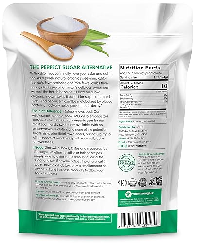 Miniatura 2 de Zint Edulcorante orgánico de xilitol (5 libras): Sustituto natural sin azúcar certificado por USDA, sin OMG, bajo índice glucémico, mide y sabe a