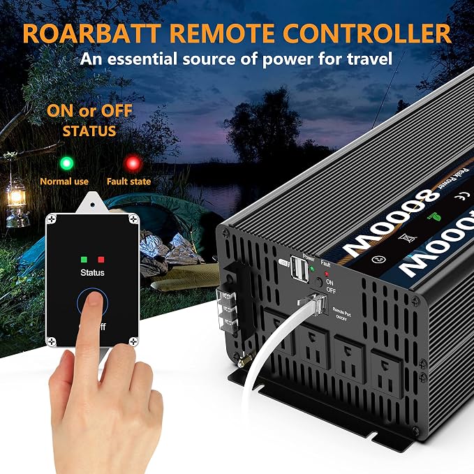 Inversor de corriente pura 4000W 12V a 120V con control remoto miniatura 5