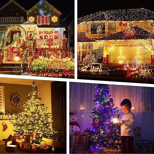 Miniatura 6 de JMEXSUSS Paquete de 2 tiras de 100 luces LED que cambian de color con control remoto, 11 modos de luz blanca cálida y multicolor, luces de Navidad