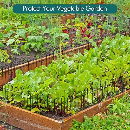 Miniatura 6 de Valla decorativa de jardín de alambre de metal para patio, 7 paneles de cerca, barrera de valla de conejo de animales, al aire libre, 13 pulgadas de