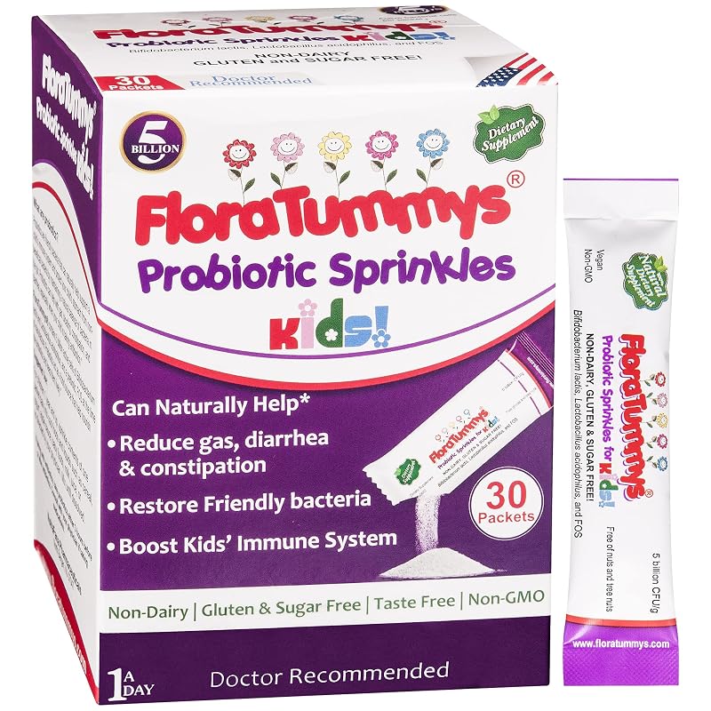 FloraTummys Suplemento probiótico infantil em pó, 30 sachês