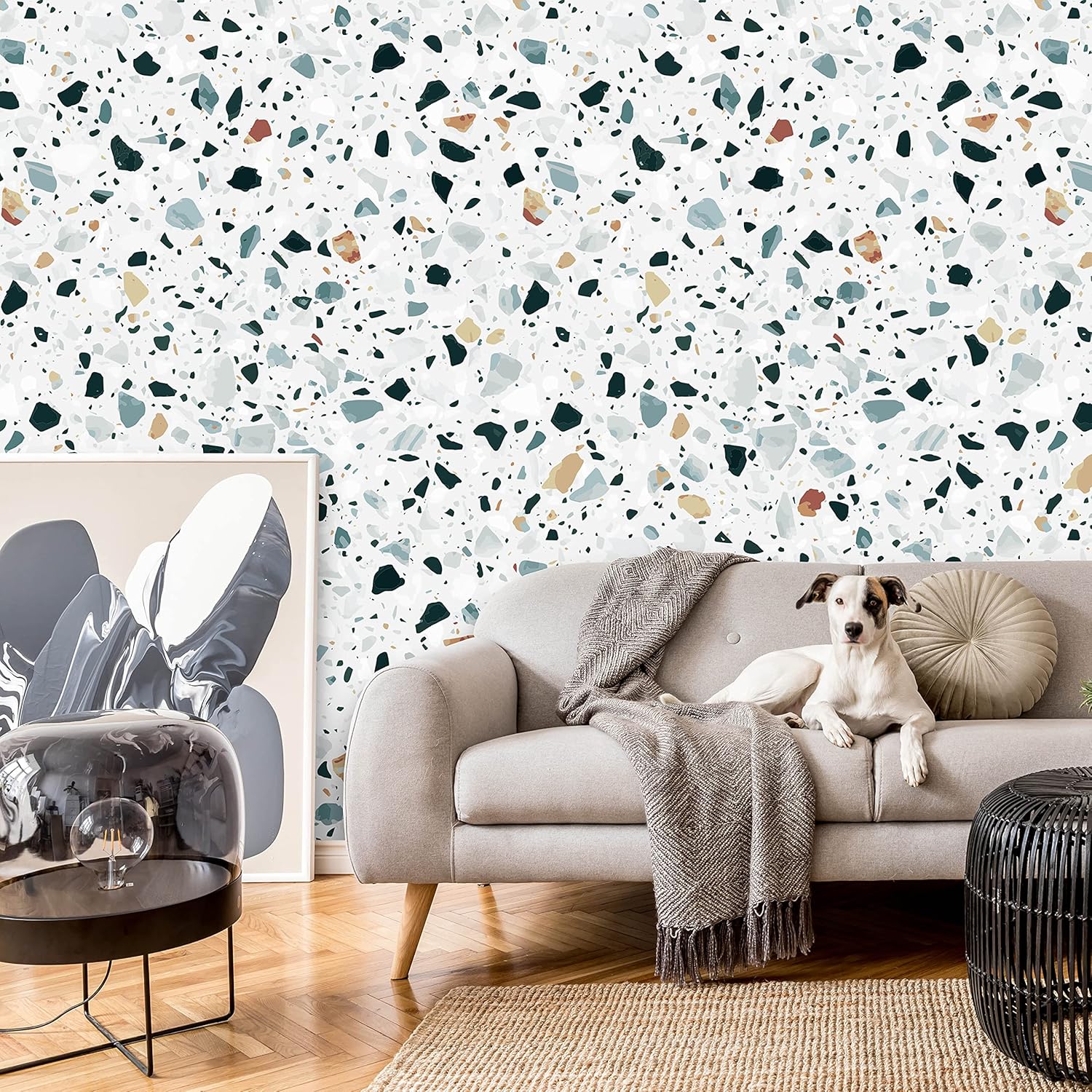 Terrazzo Peel and Stick Wallpaper | Removable Modern Mural | Self Adhesive Wallpaper (1 roll 24" W x 96" H)