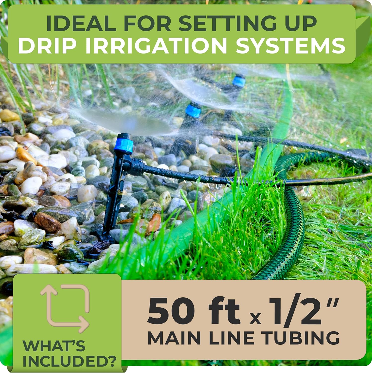 Carpathen 50 FT 1/2 Irrigation Tubing Mainline - Drip Irrigation Tubing Perfect for Push-To-Connect Garden Irrigation System, or as Blank Distribution Hose for Any Gardening Project