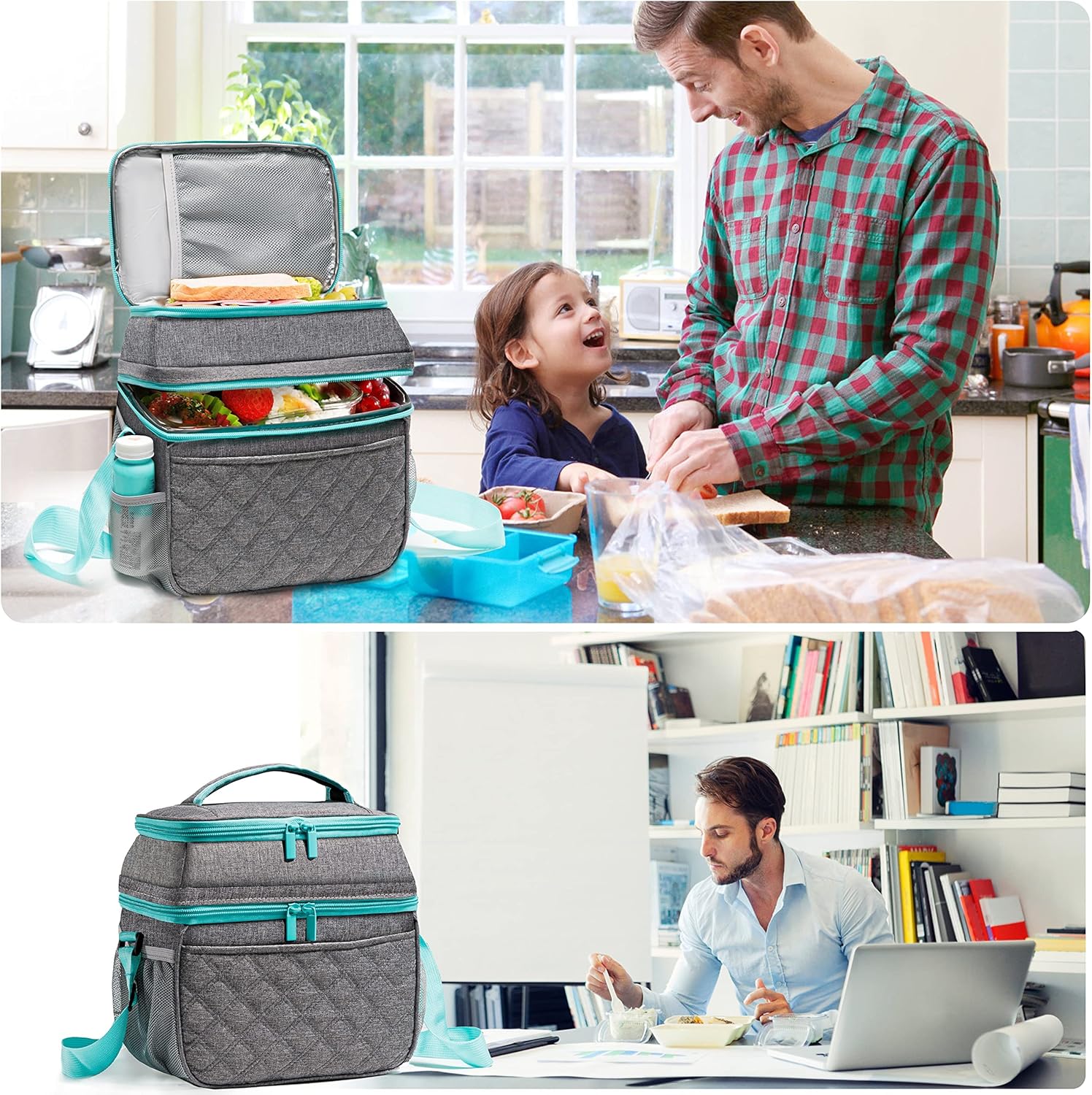 Buy Lunch Bag for Women Men, Insulated Lunch Bags with Ice Pack, Double