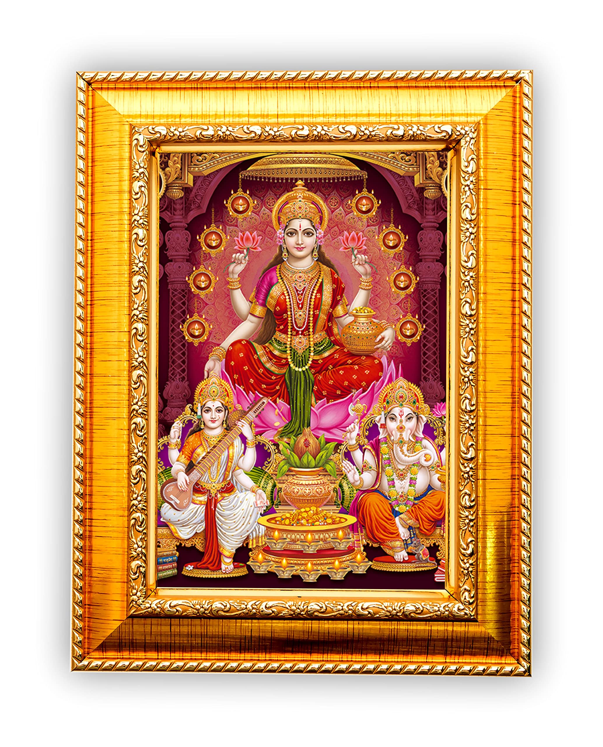 Buy Golden Gods Lord MAHALakshmi GaneshJI HD Photo Frame, LaxmiJI Photo