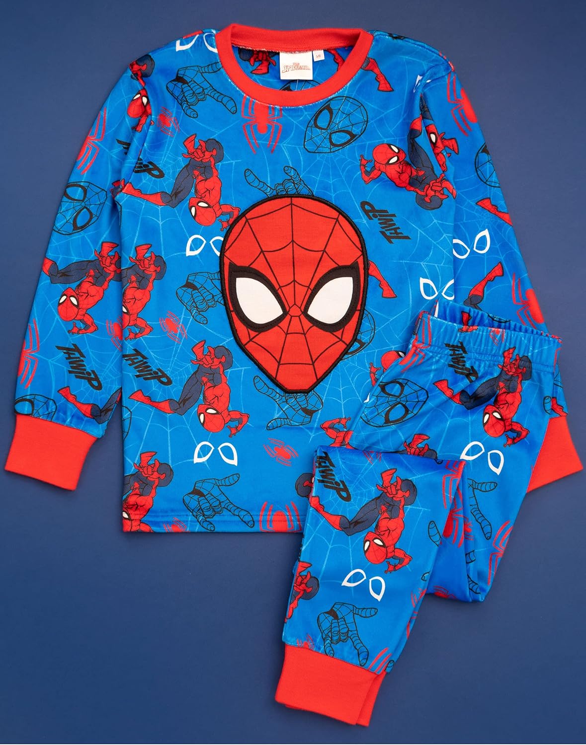 Marvel Spider-Man Pyjamas Boys Super Velour Velour Fleece | Kids Superhero Blue Red Character All Over Print - Image 3