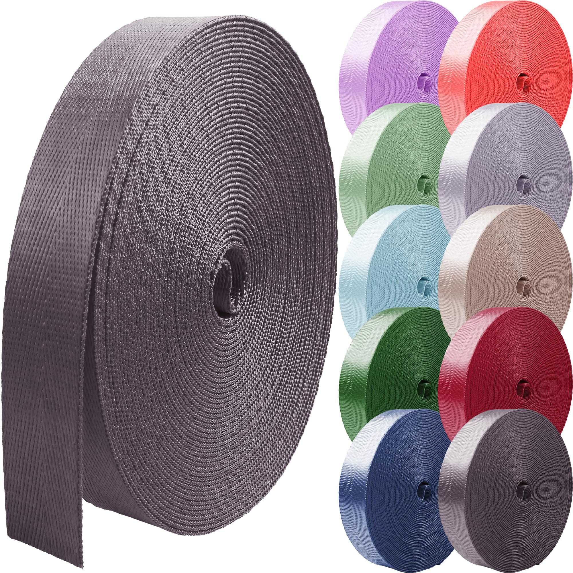 Nylon Webbing 1 inch 1.5 inch 2 inch Nylon Strap Backpack Straps Belt, 10 25 50 3.3 Yards Webbing