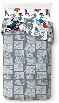 Marvel Comics Avengers Comic Cool 100% Cotton 3 Piece Single Bedding Set - Includes Duvet Cover, Fitted Sheet & Pillowcase