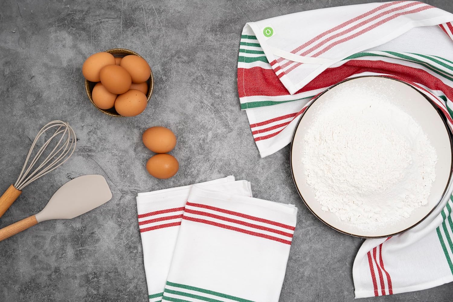 Red Green Kitchen Towels - 6 Pack, 100% Cotton, 30"x20" Holiday Kitchen Towels - Extremely Absorbent, Washable and Lint-Free Red and Green Christmas Dish Towels (6 Pack) - Image 2