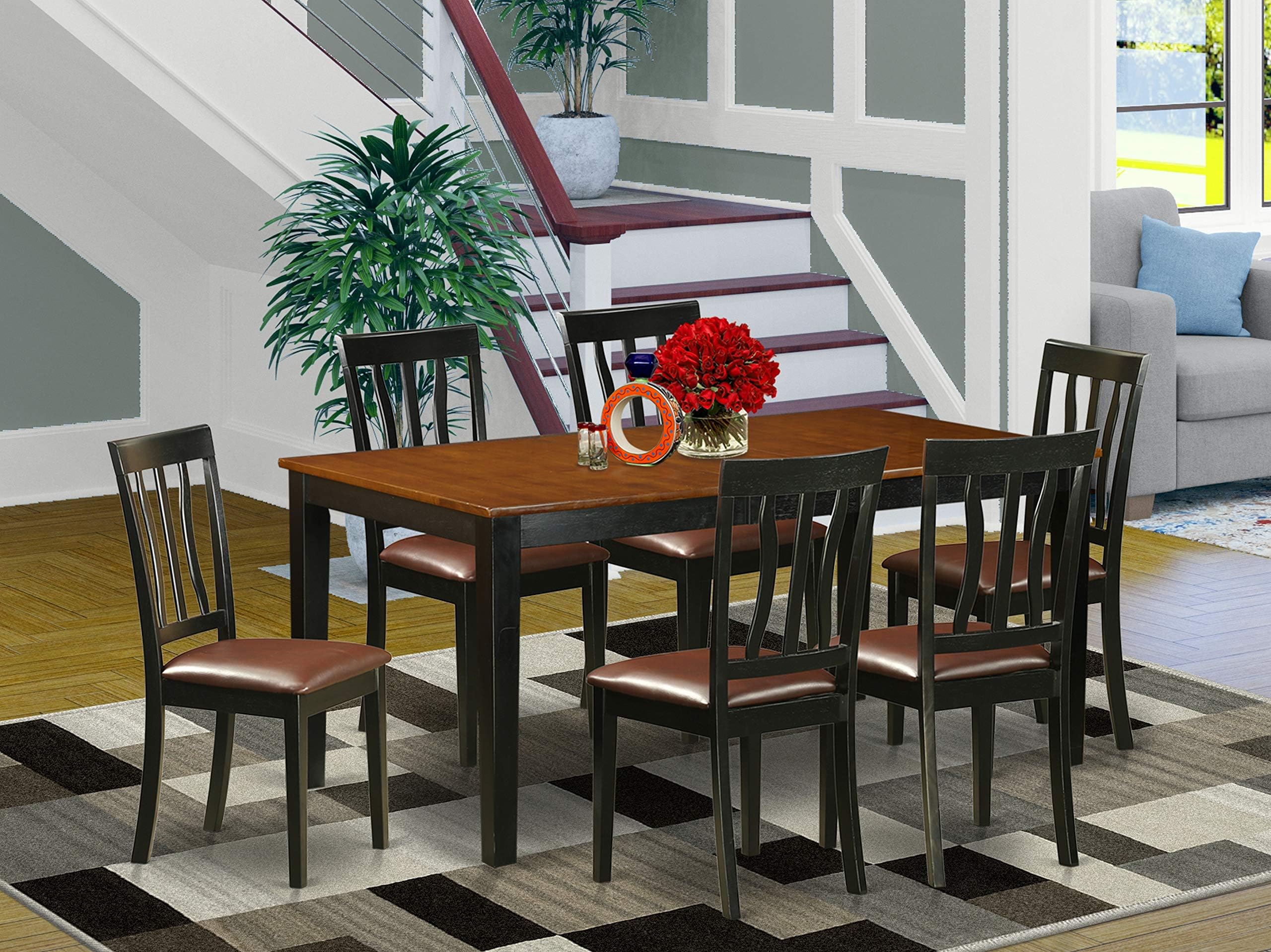 Amazon.com - Merax 6-Piece Farmhouse Style Wood Dining Table Set with ...