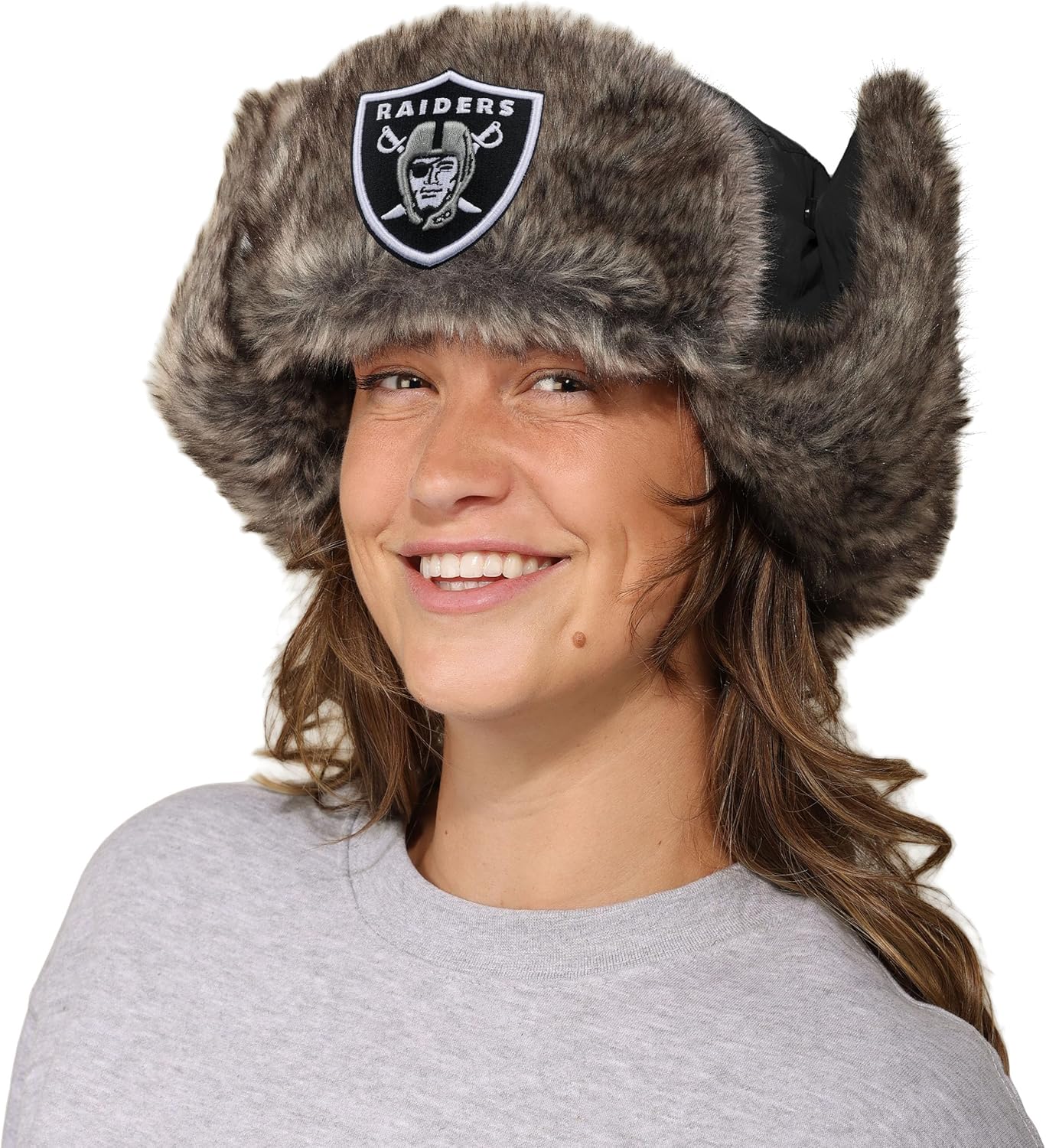 FOCO NFL Unisex-Adult NFL Team Logo Faux Fur Trapper Novelty Hat