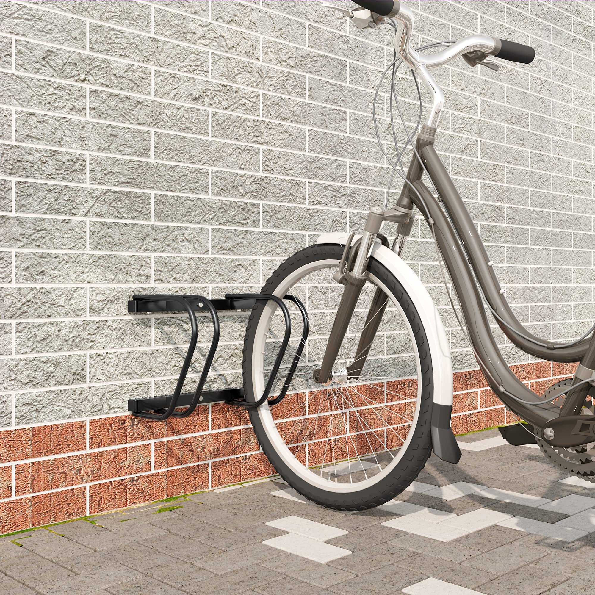 WOLTU Fahrradständer Schwarz für 2 Fahrräder Fahrradhalterung auf dem Boden Aufstellständer für Fahrradaufhängung Fahrradhalter aus Metall