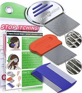 OWNHEALER 5-Piece Lice Comb Kit - Fast Removal of Lice, Nits, and Dandruff. Professional Results for Head Lice Treatment, Prevention, and Nit Comb on All Different Types of Hair. Suitable for Kids and Adults. Peigne à Poux Professionnel - with Anti-Lice Properties.
