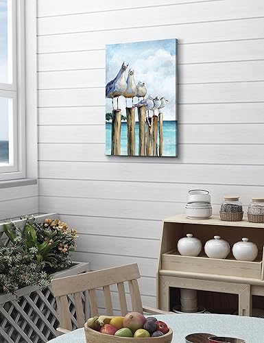 Miniatura 5 de SUMGAR Ocean Wall Art Coastal Sea Bird Artwork Framed Prints Wall Decor Teal Beach Canvas Paintings for Bathroom Bedroom Living Room Decor 16"x24"