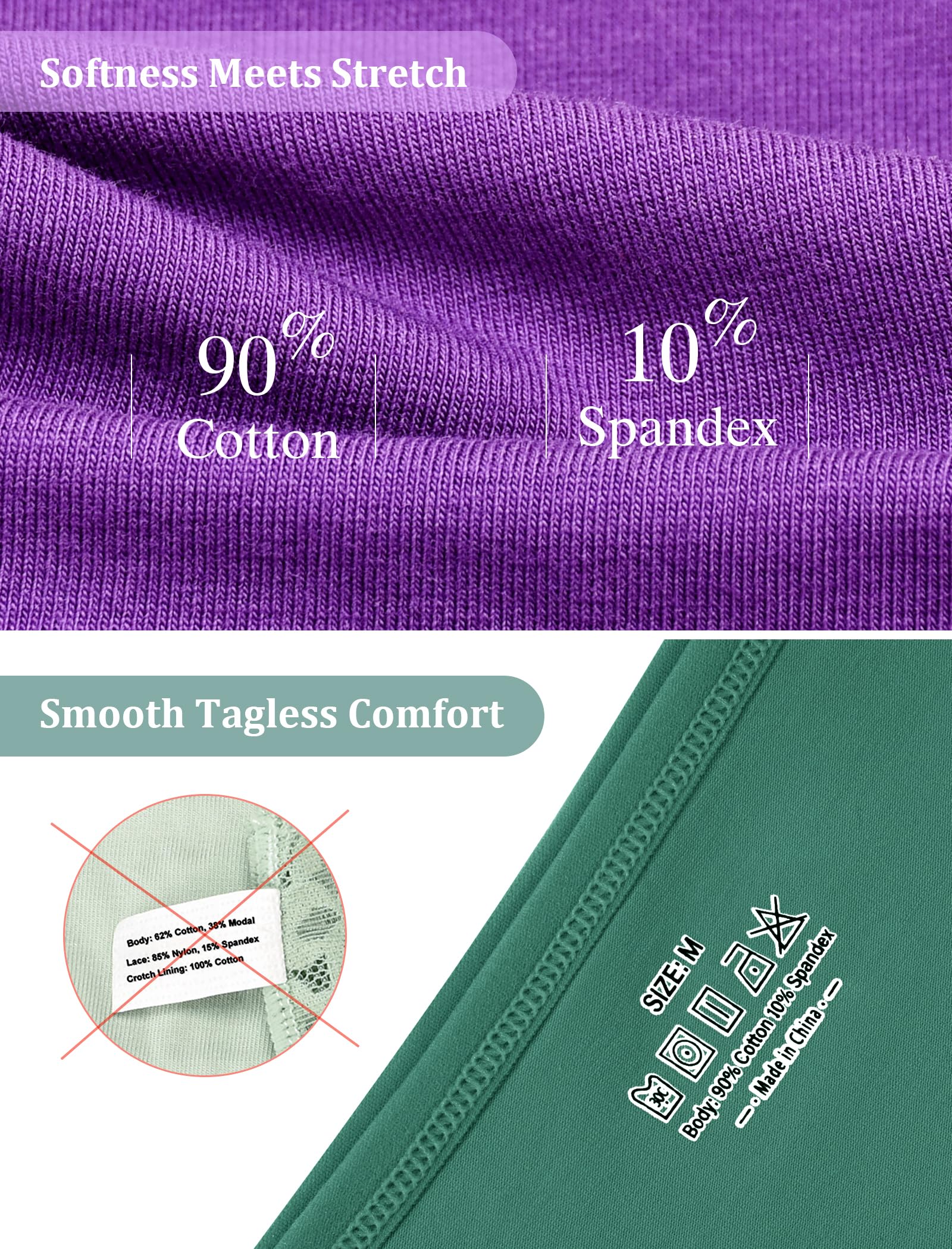 Voenxe Stringi Damskie Majtki Bawełniane,Bielizna Damska Seksowna Wielopak,Cotton Women Underwear Thong Panties,Brazylijskie Z bawełny Dla Kobiet,OddychająCe RozciąGliwe,5 Sztuk