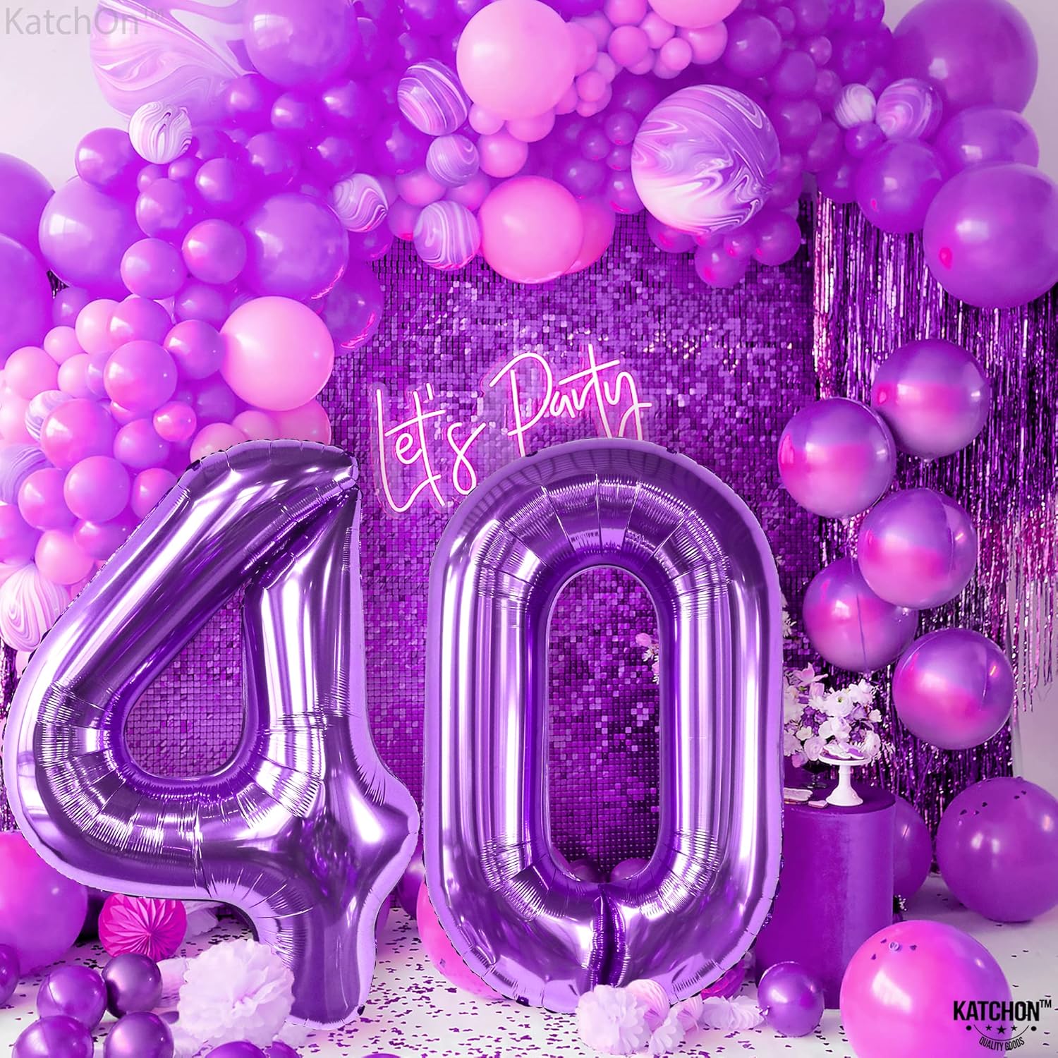 KatchOn, Giant 40th Birthday Balloons Purple - 40 Inch | Purple 40 Balloon | Purple 40th Birthday Decorations | 40 Numbers Balloon | 40th Happy Birthday Decorations, Happy Anniversary Decorations