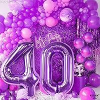 Vista 5 de KatchOn, Globos gigantes de 40 cumpleaños morados de 40 pulgadas Globo morado 40 Decoraciones moradas de 40 cumpleaños Globo de números 40