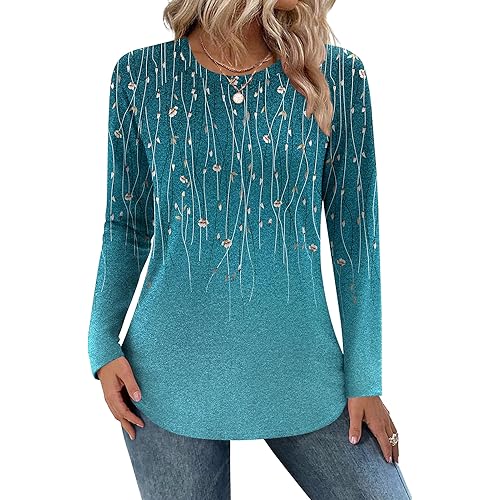 Zeagoo Long Sleeve Shirts for Women Crew Neck Casual Fall Fashion Blouses Basic Tunic Tops Dressy Work Clothes