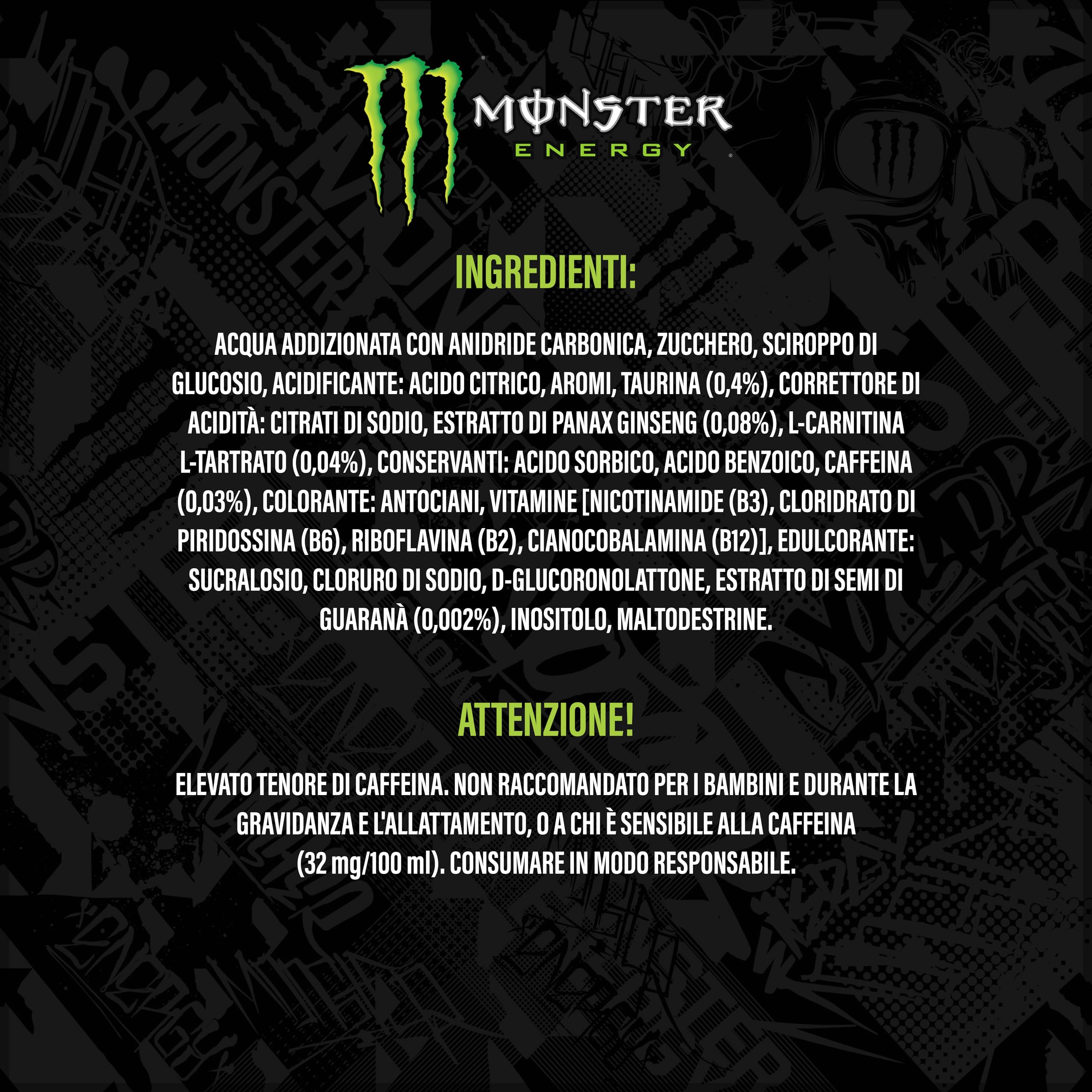 Monster Energy Drink Lot de 24 canettes de 500 ml avec ginseng, taurine, caféine et vitamines groupe B, boisson énergétique au goût original et frais