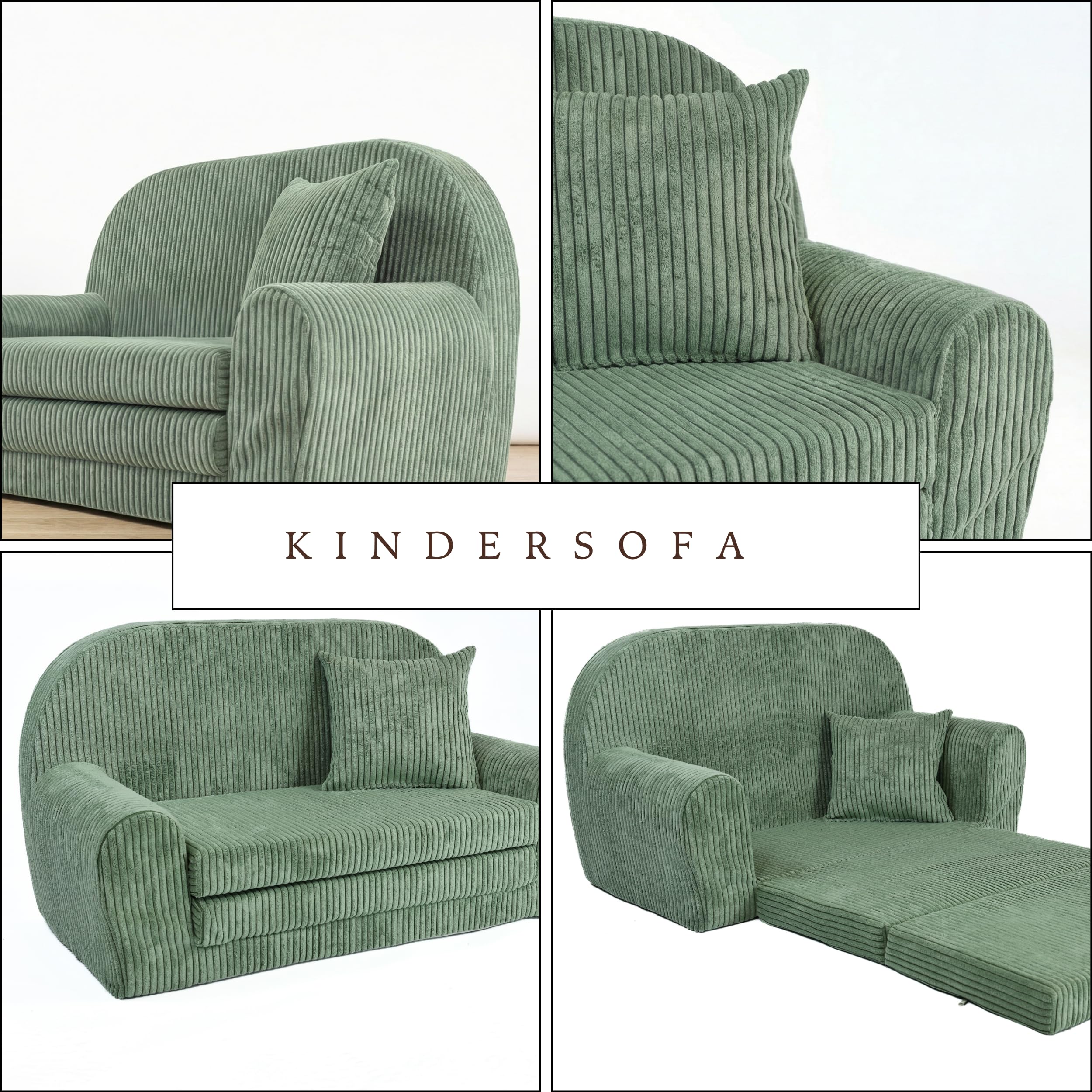 FORTISLINE Canapé enfant dépliable 78x45x40 cm - Canapé enfant en velours avec surface de couchage 104 cm, Mini canapé pour chambre d'enfant, Housse amovible et lavable, Oeko-TEX Standard 100